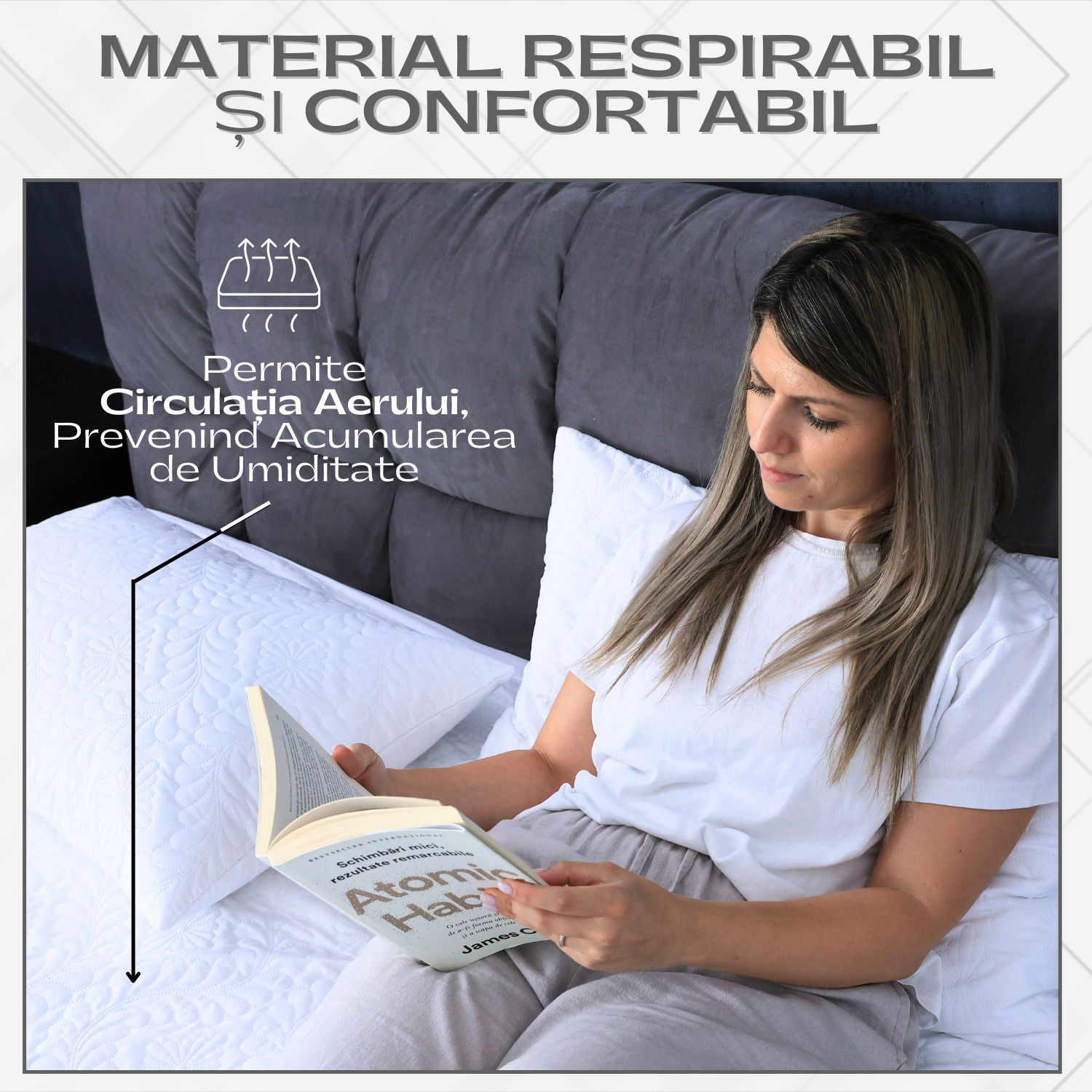 Husă Matlasată pentru Saltea – Albă, Impermeabilă