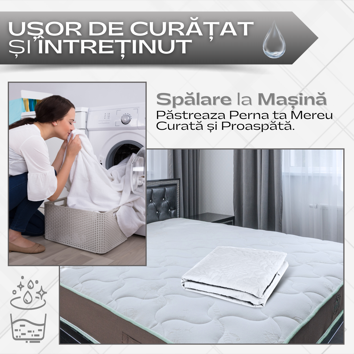 Set 2 Huse Impermeabile pentru Pernă – 50x70 cm