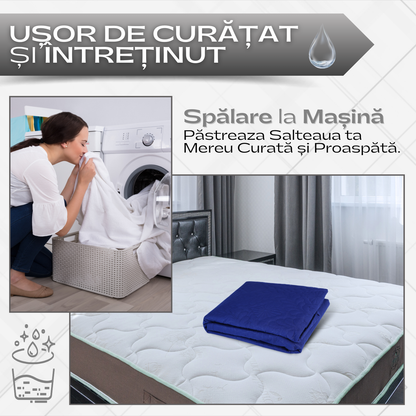 Husă Matlasată pentru Protecția Saltelei – Impermeabilă, Albastră