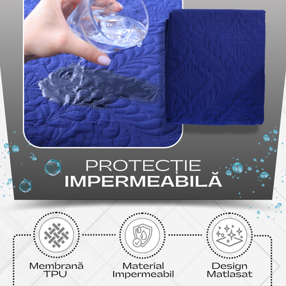 Husă Matlasată pentru Protecția Saltelei – Impermeabilă, Albastră