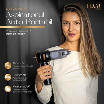 Mini aspirator auto 4 in 1, 18000 Pa, Negru