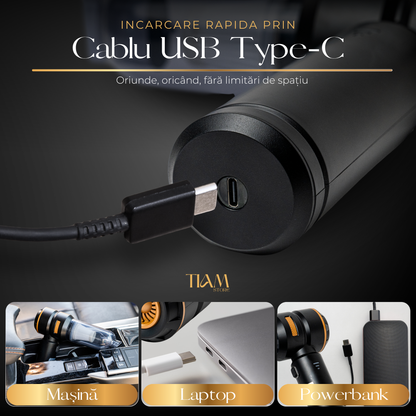 Mini aspirator auto 4 in 1, 18000 Pa, Negru