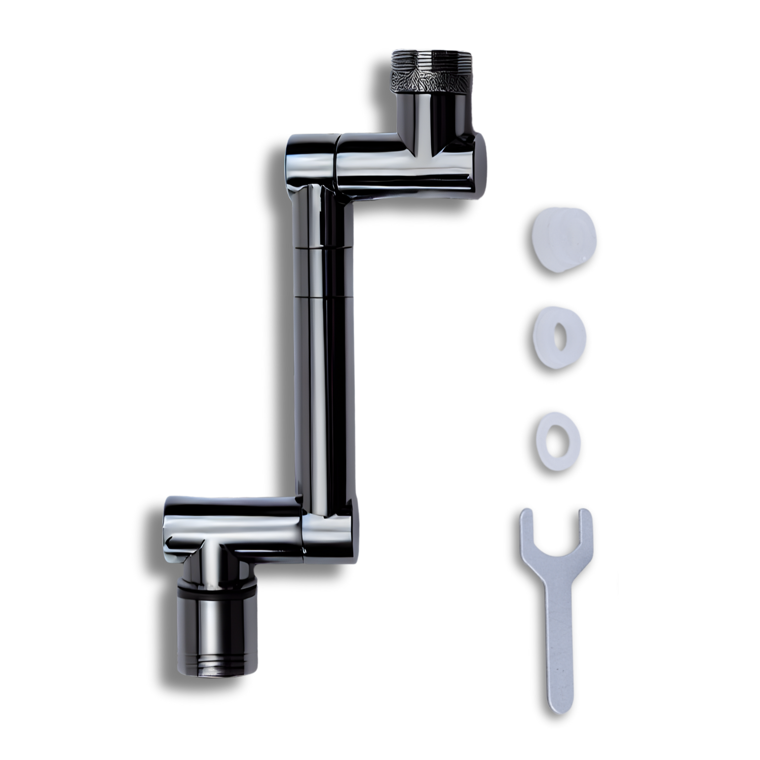 Adaptor de robinet cu brat telescopic mecanic, extensibil si rotativ 1440°, pivotant in orice directie